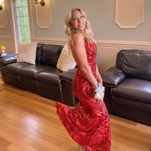 Jovani 06204 Red Sequin Sheath Evening Dress